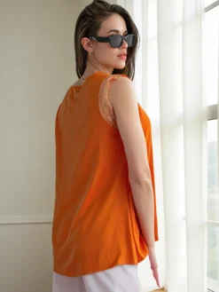 Hot Bluzka damska bez rękawów z koronką Bluzki / Koszule / Koszulki