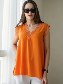 Hot Bluzka damska bez rękawów z koronką Bluzki / Koszule / Koszulki