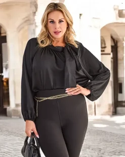 Online Bluzka damska z ozdobnym dekoltem PLUS SIZE Plus Size|Bluzki / Koszule / Koszulki