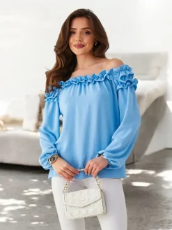 Hot Bluzka damska a'la hiszpanka z falbanką Bluzki / Koszule / Koszulki