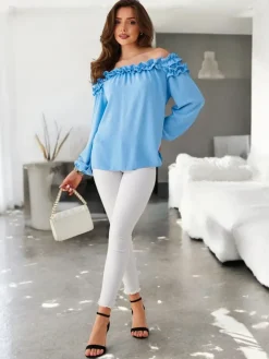 Hot Bluzka damska a'la hiszpanka z falbanką Bluzki / Koszule / Koszulki