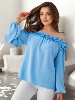 Hot Bluzka damska a'la hiszpanka z falbanką Bluzki / Koszule / Koszulki