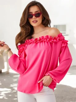 Hot Bluzka damska a'la hiszpanka z falbanką Bluzki / Koszule / Koszulki