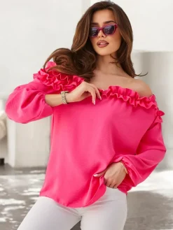 Hot Bluzka damska a'la hiszpanka z falbanką Bluzki / Koszule / Koszulki