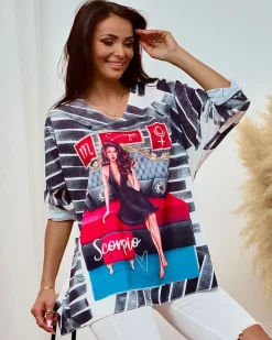 Discount Bluzka damska z printem Bluzki / Koszule / Koszulki