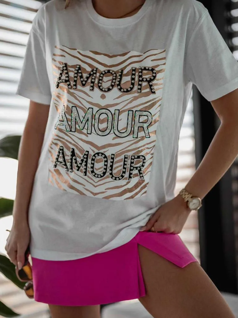 New Bluzka damska z ozdobnym printem Bluzki / Koszule / Koszulki