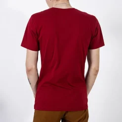 Outlet Bordowa bawełniana koszulka męska z printem Bluzki