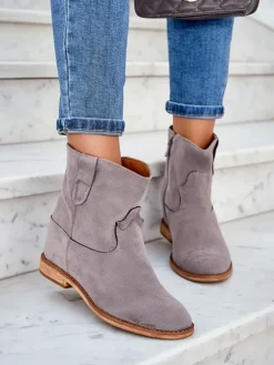 Outlet Botki a'la kowbojki na krytym koturnie Patorias Botki Z Grubym Ociepleniem