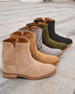 Sale Botki a'la kowbojki na krytym koturnie Blueston Botki Z Delikatnym Ociepleniem|Kowbojki