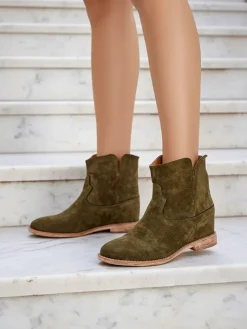 Discount Botki a'la kowbojki na krytym koturnie Blueston Botki Z Delikatnym Ociepleniem|Kowbojki