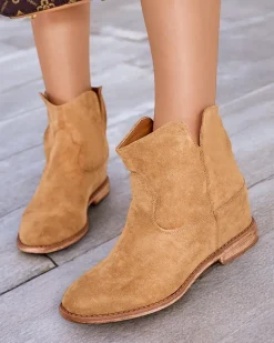 Outlet Botki a'la kowbojki na krytym koturnie Blueston Botki Z Delikatnym Ociepleniem|Kowbojki