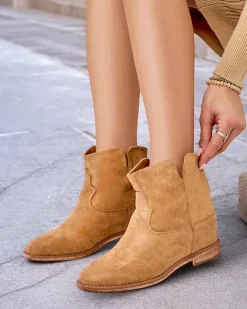 Outlet Botki a'la kowbojki na krytym koturnie Blueston Botki Z Delikatnym Ociepleniem|Kowbojki