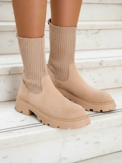 Clearance Botki damskie wsuwane Derette Botki Bez Ocieplenia|Botki Na Płaskim Obcasie