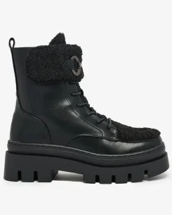 Clearance Botki damskie z kożuszkiem Faeltone Botki Z Delikatnym Ociepleniem|Botki Na Płaskim Obcasie