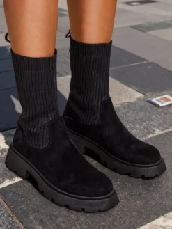 Hot Botki damskie wsuwane Derette Botki Bez Ocieplenia|Botki Na Płaskim Obcasie