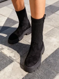 Hot Botki damskie wsuwane Derette Botki Bez Ocieplenia|Botki Na Płaskim Obcasie