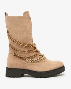 Clearance Botki damskie typu workery w kolorze jasnom Goserre Workery|Botki Z Delikatnym Ociepleniem