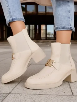 New Botki damskie na niskim słupku Ewios Botki Z Delikatnym Ociepleniem|Botki Na Słupku