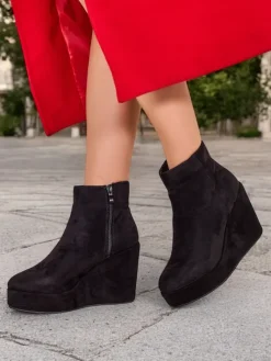 Online Botki damskie na koturnie Sieffa Botki Z Delikatnym Ociepleniem|Botki Na Koturnie