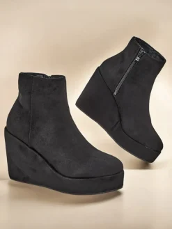 Online Botki damskie na koturnie Sieffa Botki Z Delikatnym Ociepleniem|Botki Na Koturnie