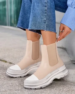 Botki damskie wsuwane Anerr Botki Bez Ocieplenia|Botki Na Płaskim Obcasie