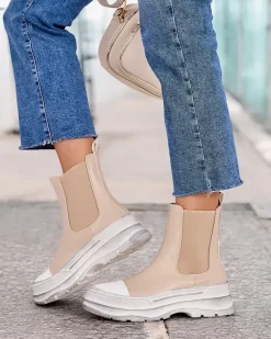 Botki damskie wsuwane Anerr Botki Bez Ocieplenia|Botki Na Płaskim Obcasie