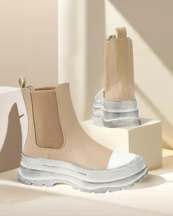 Botki damskie wsuwane Anerr Botki Bez Ocieplenia|Botki Na Płaskim Obcasie