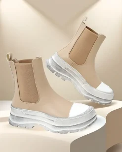 Botki damskie wsuwane Anerr Botki Bez Ocieplenia|Botki Na Płaskim Obcasie