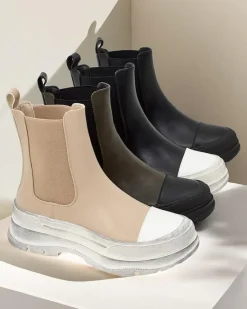 Botki damskie wsuwane Anerr Botki Bez Ocieplenia|Botki Na Płaskim Obcasie