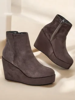 New Botki damskie na koturnie Sieffa Botki Z Delikatnym Ociepleniem|Botki Na Koturnie