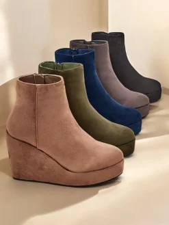 New Botki damskie na koturnie Sieffa Botki Z Delikatnym Ociepleniem|Botki Na Koturnie