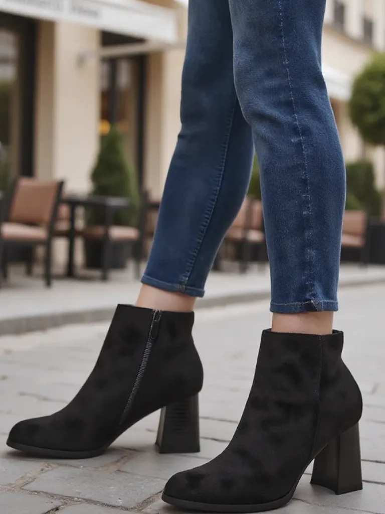 Botki damskie Fiolon Botki Na Słupku|Nowość