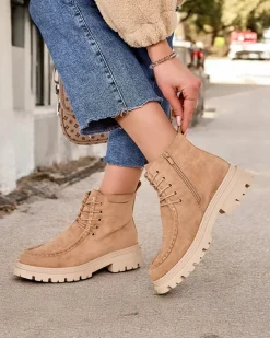 New Botki damskie sznurowane Rullose Botki Z Delikatnym Ociepleniem|Botki Sznurowane