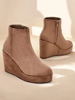 Clearance Botki damskie na koturnie Sieffa Botki Z Delikatnym Ociepleniem|Botki Na Koturnie