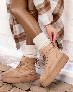 Hot Botki damskie sznurowane Woruces Śniegowce|Botki Z Delikatnym Ociepleniem