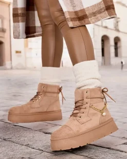 Hot Botki damskie sznurowane Woruces Śniegowce|Botki Z Delikatnym Ociepleniem