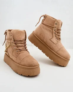 Hot Botki damskie sznurowane Woruces Śniegowce|Botki Z Delikatnym Ociepleniem