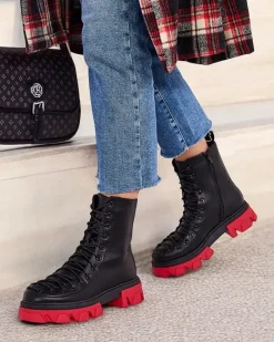 Online Botki damskie sznurowane Xorri Botki Z Delikatnym Ociepleniem