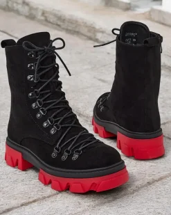 Online Botki damskie sznurowane Xorri Botki Z Delikatnym Ociepleniem