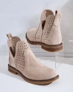 Outlet Botki damskie eko zamszowe Ovilla Botki Bez Ocieplenia|Botki Na Płaskim Obcasie