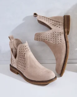 Outlet Botki damskie eko zamszowe Ovilla Botki Bez Ocieplenia|Botki Na Płaskim Obcasie