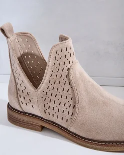 Outlet Botki damskie eko zamszowe Ovilla Botki Bez Ocieplenia|Botki Na Płaskim Obcasie