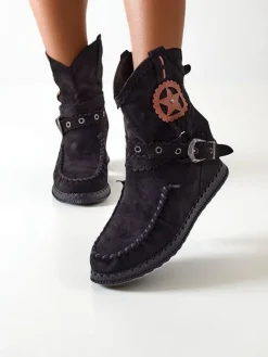 Discount Botki damskie na niskim koturnie Indianas Botki Bez Ocieplenia|Nowość