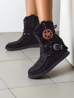 Discount Botki damskie na niskim koturnie Indianas Botki Bez Ocieplenia|Nowość