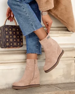 Outlet Botki damskie na koturnie Serda Botki Z Delikatnym Ociepleniem|Botki Na Koturnie