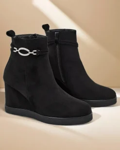 Best Botki damskie na koturnie Nerri Botki Z Delikatnym Ociepleniem|Botki Na Koturnie