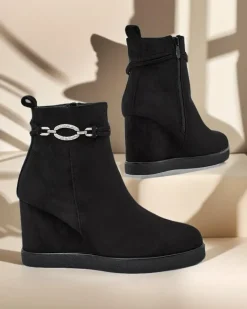 Best Botki damskie na koturnie Nerri Botki Z Delikatnym Ociepleniem|Botki Na Koturnie