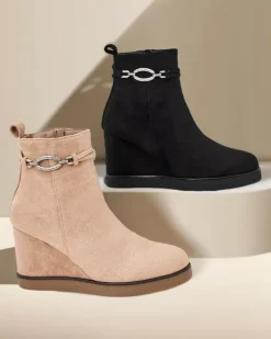 Best Botki damskie na koturnie Nerri Botki Z Delikatnym Ociepleniem|Botki Na Koturnie