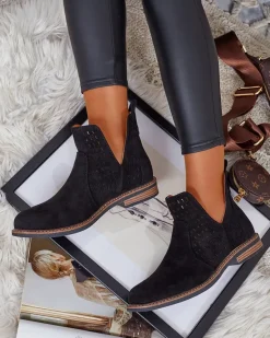 Online Botki damskie eko zamszowe Ovilla Botki Bez Ocieplenia|Botki Na Płaskim Obcasie