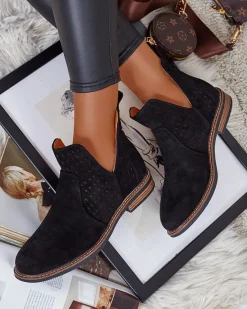 Online Botki damskie eko zamszowe Ovilla Botki Bez Ocieplenia|Botki Na Płaskim Obcasie